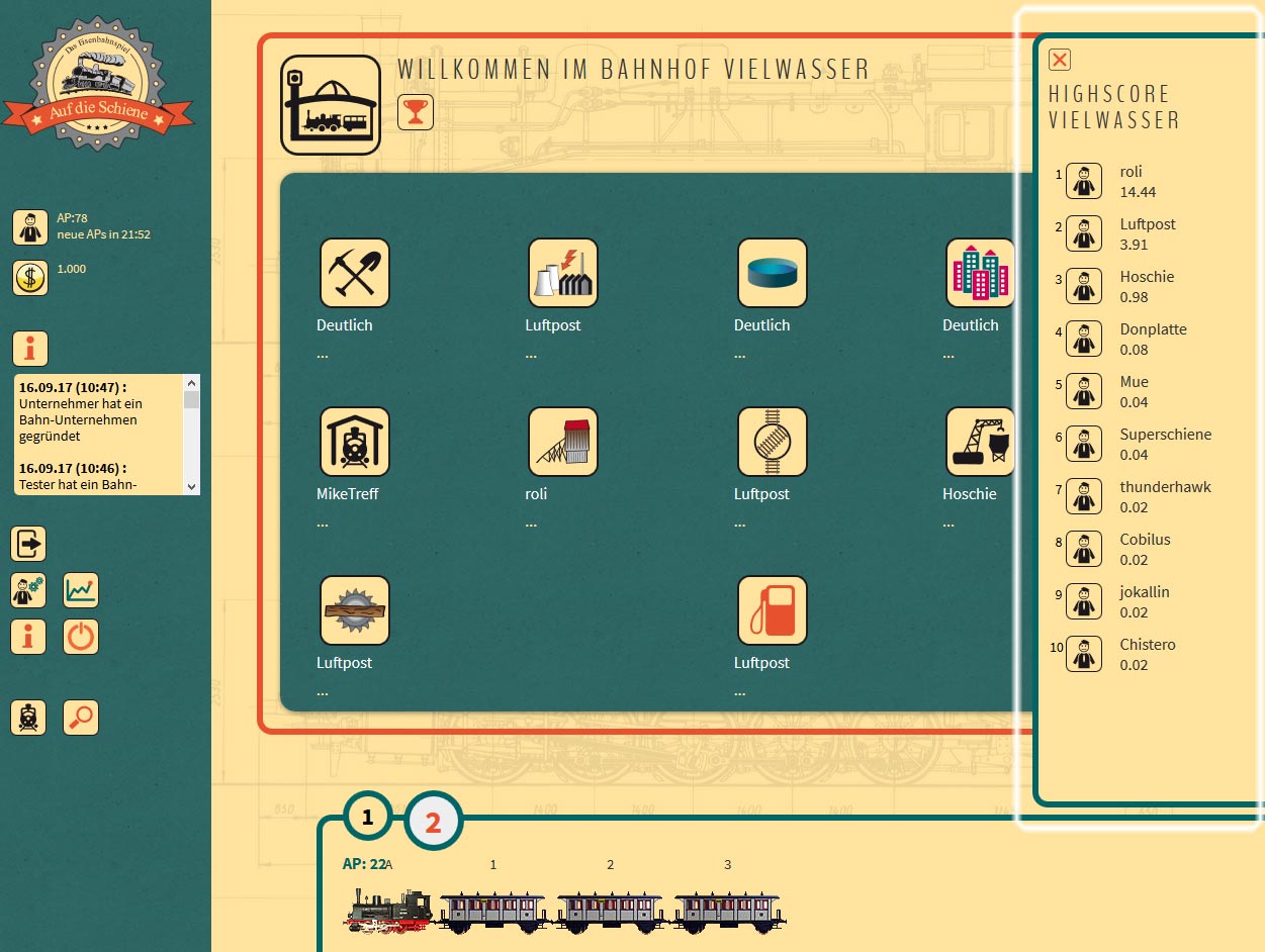 Highscore des Bahnhofs